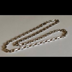 20” Silver Heavy Cable Link Diamond Chain Necklace